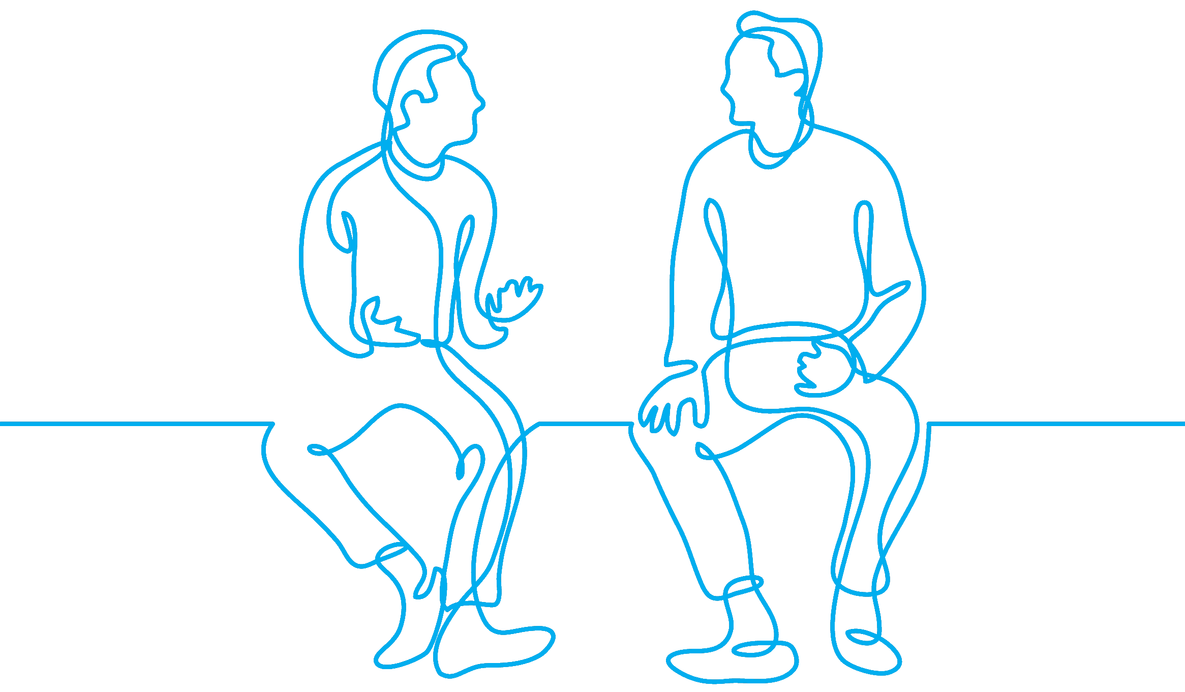 bluQube line drawing men chatting